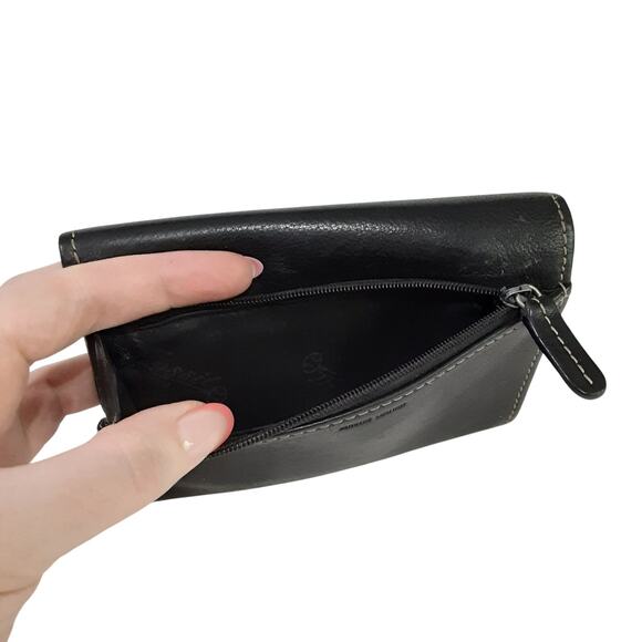 Fossil Trifold Wallet Black Genuine Leather Fold Over Travel Wallet Card Case - Picture 7 of 9